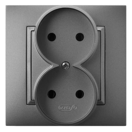 Ospel Aria szary mat - gniazdo podwójne GP-2U/70