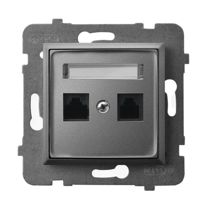 Ospel Aria szary mat - gniazdo komputerowe kat.5e GPK-2U/K/m/70