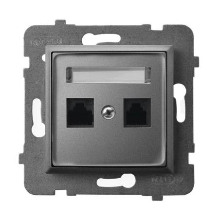 Ospel Aria szary mat - gniazdo komputerowe kat.5e GPK-2U/K/m/70
