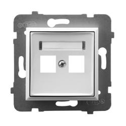 Ospel Aria biały - obudowa gniazda podwójnego typu Keystone prosta GPK-2U/p/00