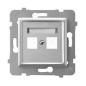Ospel Aria srebrny - obudowa gniazda podwójnego typu Keystone prosta GPK-2U/p/18