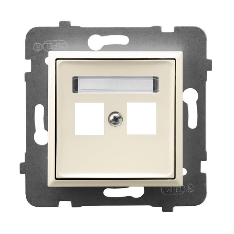 Ospel Aria ecru - obudowa gniazda podwójnego typu Keystone prosta GPK-2U/p/27