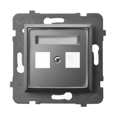Ospel Aria szary mat - obudowa gniazda podwójnego typu Keystone prosta GPK-2U/p/70