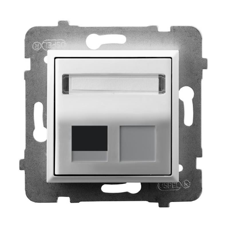 Ospel Aria biały - obudowa gniazda pojedynczego typu Keystone skośna GPK-1US/p/00