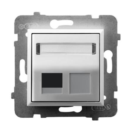 Ospel Aria biały - obudowa gniazda pojedynczego typu Keystone skośna GPK-1US/p/00