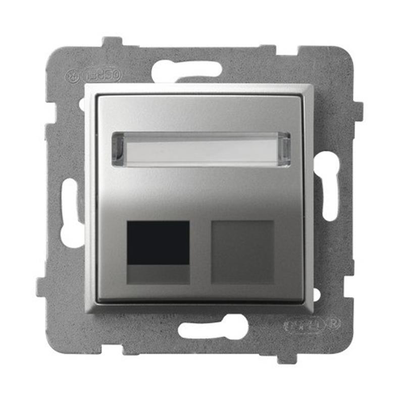 Ospel Aria srebrny - obudowa gniazda pojedynczego typu Keystone skośna GPK-1US/p/18