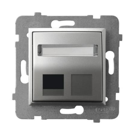 Ospel Aria srebrny - obudowa gniazda pojedynczego typu Keystone skośna GPK-1US/p/18