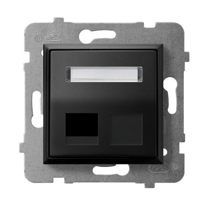 Ospel Aria czarny - obudowa gniazda pojedynczego typu Keystone skośna GPK-1US/p/33