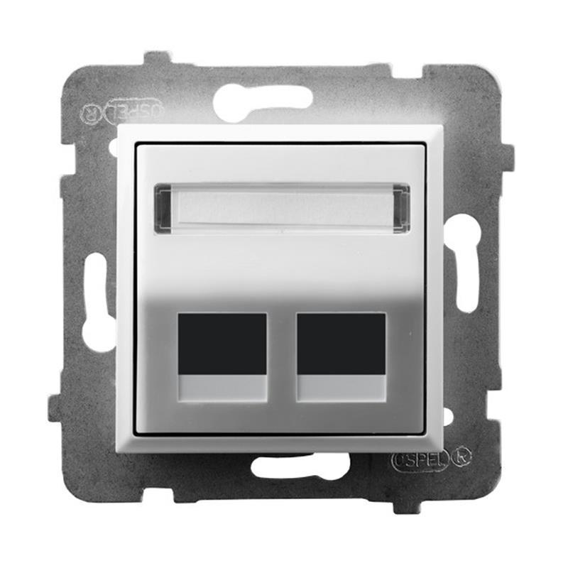 Ospel Aria biały - obudowa gniazda podwójnego typu Keystone skośna GPK-2US/p/00