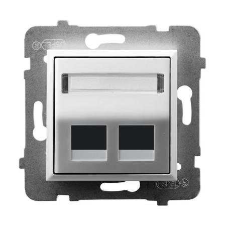 Ospel Aria biały - obudowa gniazda podwójnego typu Keystone skośna GPK-2US/p/00