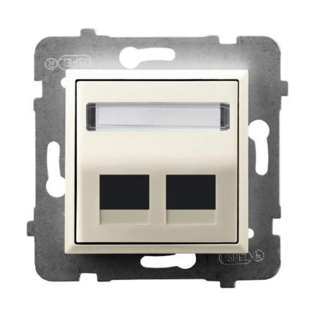 Ospel Aria ecru - obudowa gniazda podwójnego typu Keystone skośna GPK-2US/p/27