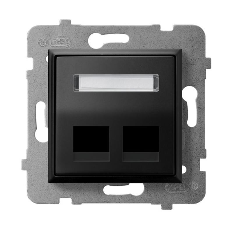 Ospel Aria czarny - obudowa gniazda podwójnego typu Keystone skośna GPK-2US/p/33