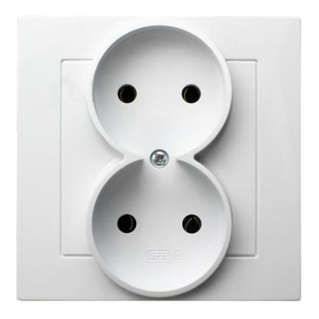 Ospel AS biały - gniazdo podwójne GP-2G/00 Ospel