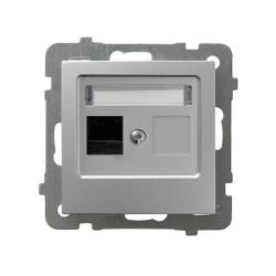 Ospel AS srebrny - gniazdo komputerowe kat.5e GPK-1G/K/m/18 Ospel
