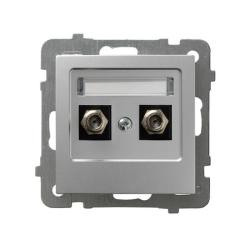 Ospel AS srebrny - gniazdo antenowe podwójne typu F GPA-2GF/m/18 Ospel