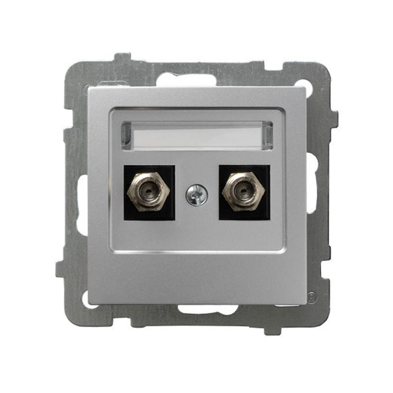 Ospel AS srebrny - gniazdo antenowe podwójne typu F GPA-2GF/m/18