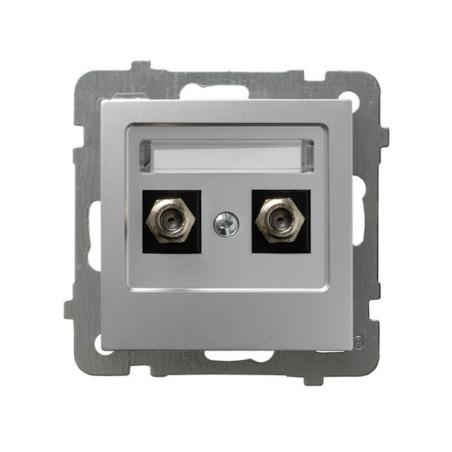 Ospel AS srebrny - gniazdo antenowe podwójne typu F GPA-2GF/m/18