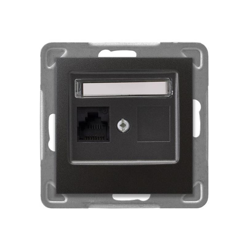 Ospel Impresja antracyt - gniazdo komputerowe kat.5e ekranowane GPK-1Y/KE/m/50