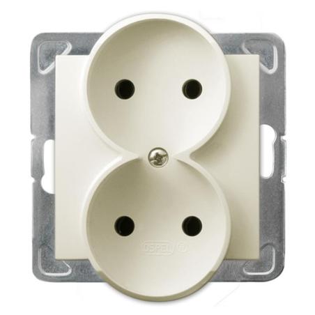 Ospel Impresja ecru - gniazdo podwójne do ramki GP-2YR/m/27