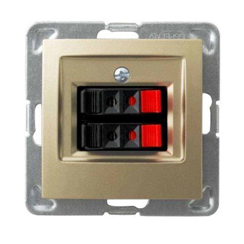 Ospel Impresja złoty - gniazdo głośnikowe GG-2Y/m/28