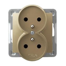 Ospel Impresja złoty - gniazdo podwójne (+0) do ramki GP-2YRZ/m/28