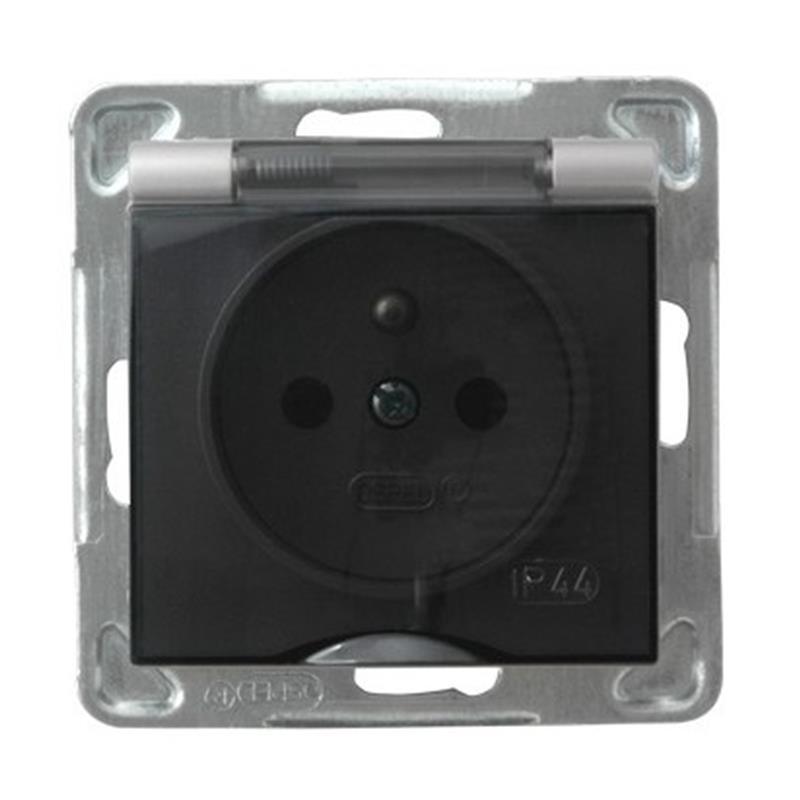 Ospel Impresja srebrny - gniazdo bryzgoszczelne (+0) GPH-1YZ/m/18/d