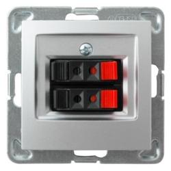 Ospel Impresja srebrny - gniazdo głośnikowe GG-2Y/m/18