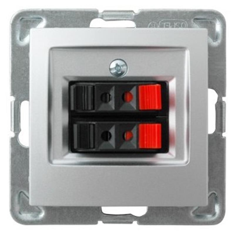 Ospel Impresja srebrny - gniazdo głośnikowe GG-2Y/m/18