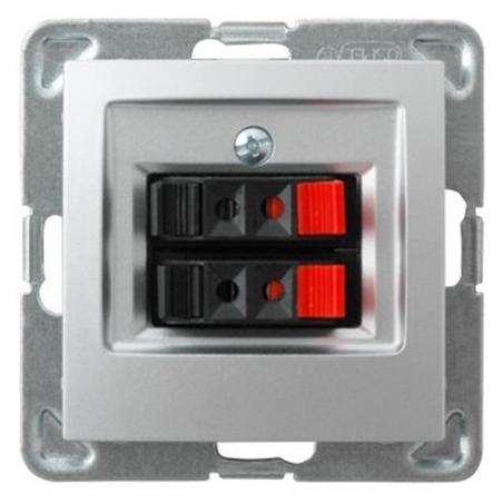 Ospel Impresja srebrny - gniazdo głośnikowe GG-2Y/m/18