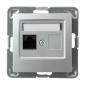 Ospel Impresja srebrny - gniazdo komputerowe kat.5e GPK-1Y/K/m/18