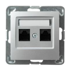 Ospel Impresja srebrny - gniazdo komputerowe kat.5e GPK-2Y/K/m/18