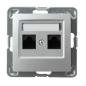 Ospel Impresja srebrny - gniazdo komputerowe kat.5e GPK-2Y/K/m/18