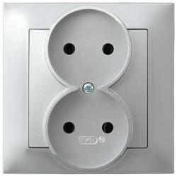 Ospel Impresja srebrny - gniazdo podwójne GP-2Y/18