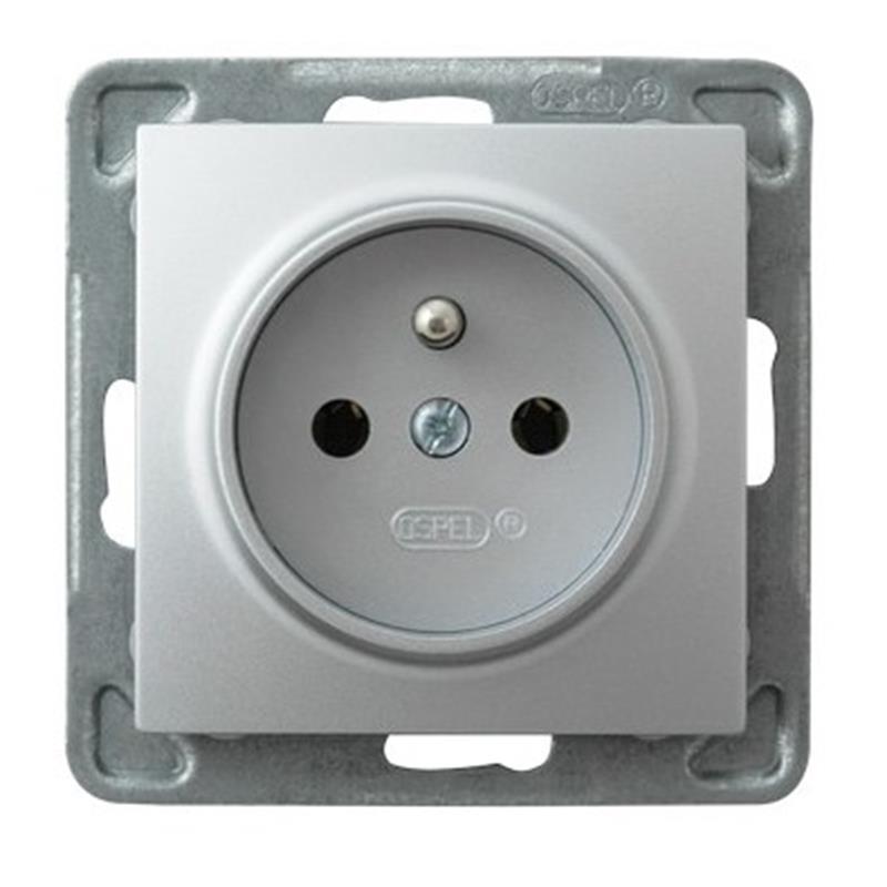 Ospel Impresja srebrny - gniazdo pojedyncze (+0) GP-1YZ/m/18