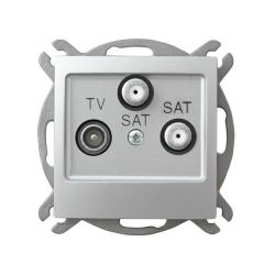 Ospel Impresja srebrny - gniazdo RTV-SAT podwójne GPA-Y2S/m/18