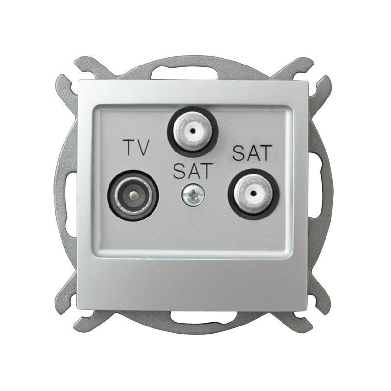 Ospel Impresja srebrny - gniazdo RTV-SAT podwójne GPA-Y2S/m/18