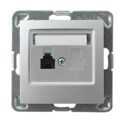 Ospel Impresja srebrny - gniazdo telefoniczne GPT-1Y/m/18