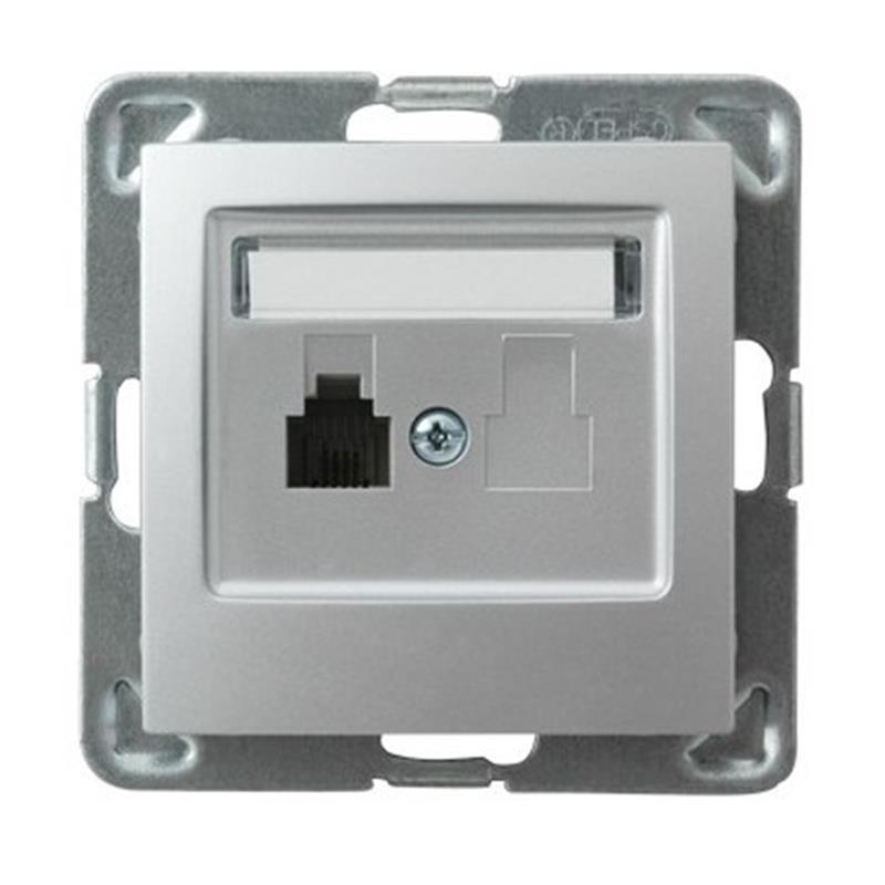 Ospel Impresja srebrny - gniazdo telefoniczne GPT-1Y/m/18