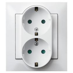 Ospel Impresja biały - gniazdo podwójne (+0) SCHUKO GP-2YS/m/00