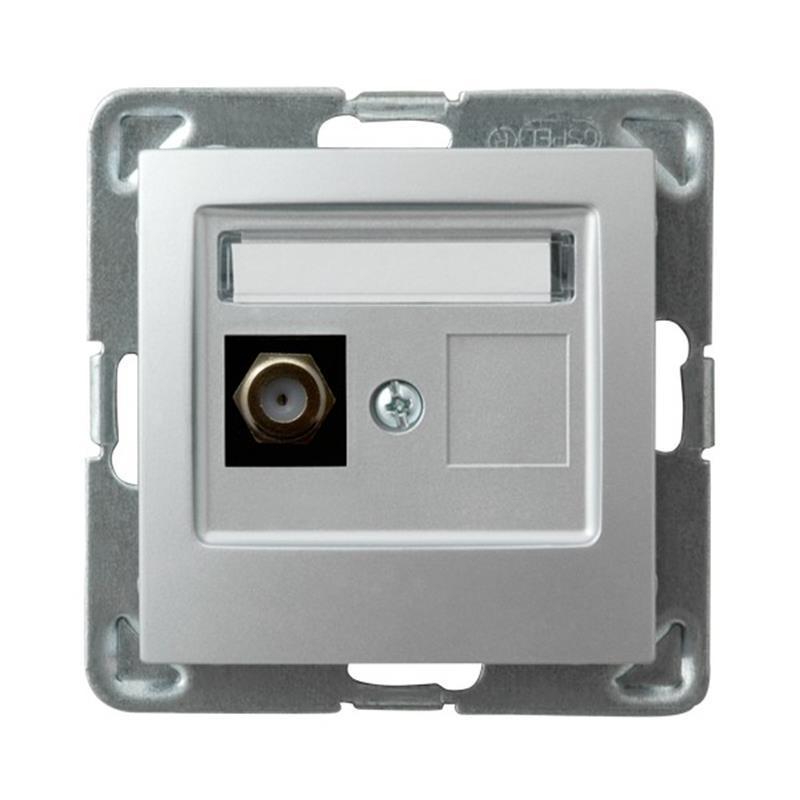 Ospel Impresja srebrny - gniazdo antenowe typu F GPA-1YF/m/18