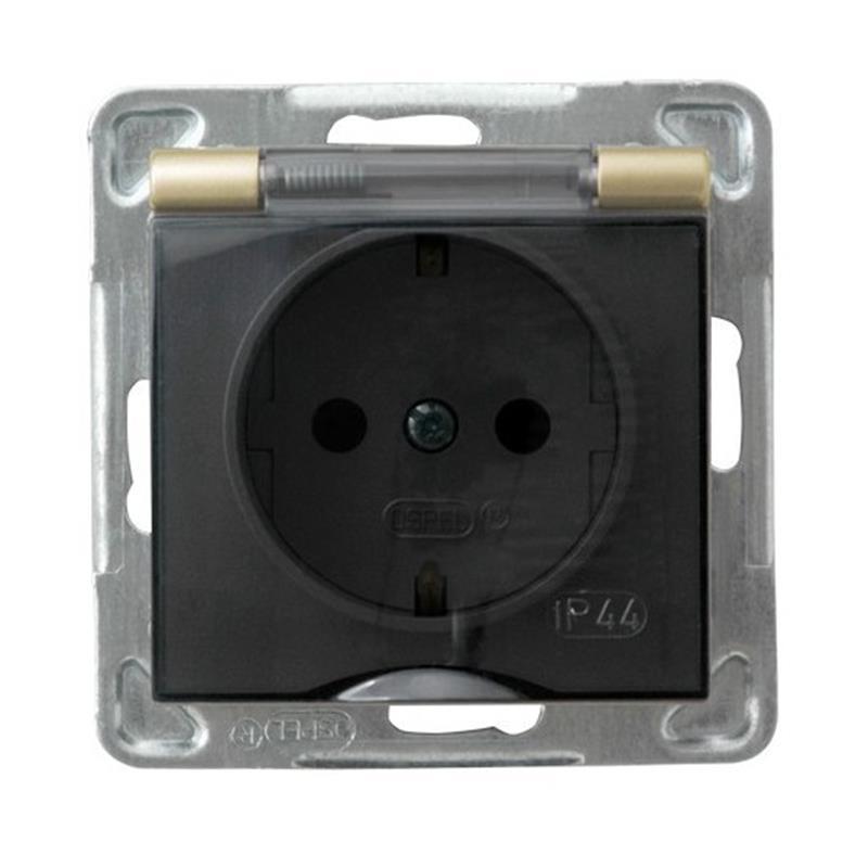 Ospel Impresja złoty - gniazdo bryzgoszczelne SCHUKO GPH-1YS/m/28/d