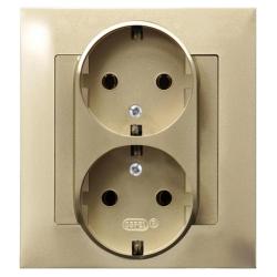 Ospel Impresja złoty - gniazdo podwójne (+0) SCHUKO GP-2YS/m/28