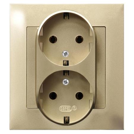 Ospel Impresja złoty - gniazdo podwójne (+0) SCHUKO GP-2YS/m/28