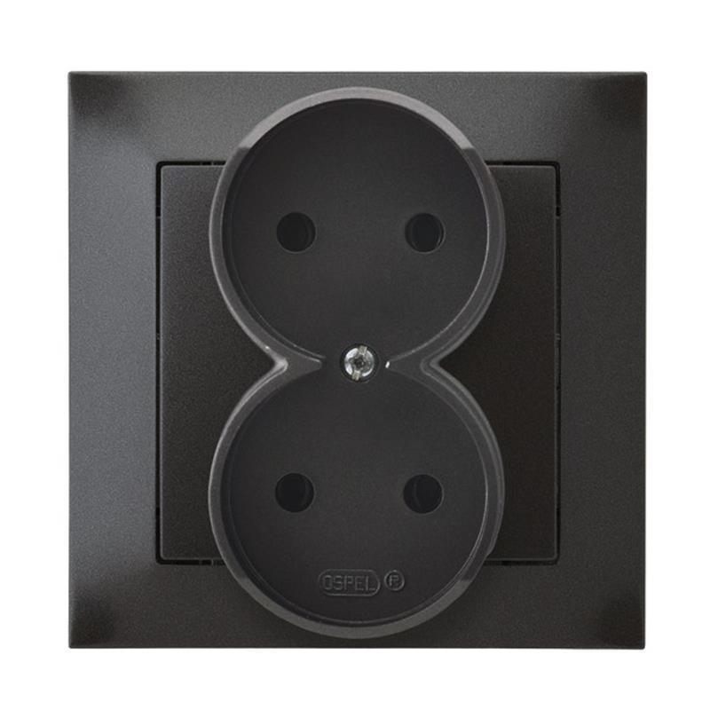 Ospel Impresja antracyt - gniazdo podwójne GP-2Y/50