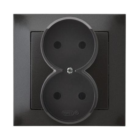 Ospel Impresja antracyt - gniazdo podwójne GP-2Y/50