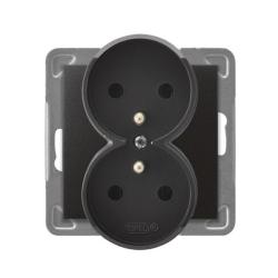 Ospel Impresja antracyt - gniazdo podwójne (+0) do ramki GP-2YRZ/m/50