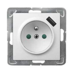 Ospel Impresja biały - gniazdo z uziemieniem + USB GP-1YZPUSB/m/00