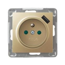 Ospel Impresja złoty - gniazdo z uziemieniem + USB GP-1YZPUSB/m/28