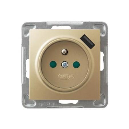 Ospel Impresja złoty - gniazdo z uziemieniem + USB GP-1YZPUSB/m/28