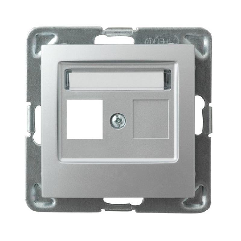 Ospel Impresja srebrny - obudowa gniazda pojedynczego typu Keystone prosta GPK-1Y/p/18